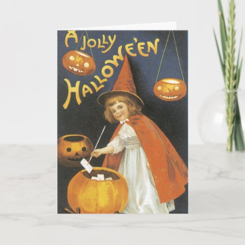 A Jolly Halloween Witch Cute Vintage Card