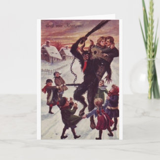 A Jolly Krampus Snow Scene Holiday Card