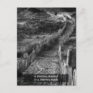 A journey started is a journey made postcard