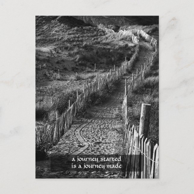 A journey started is a journey made postcard (Front)