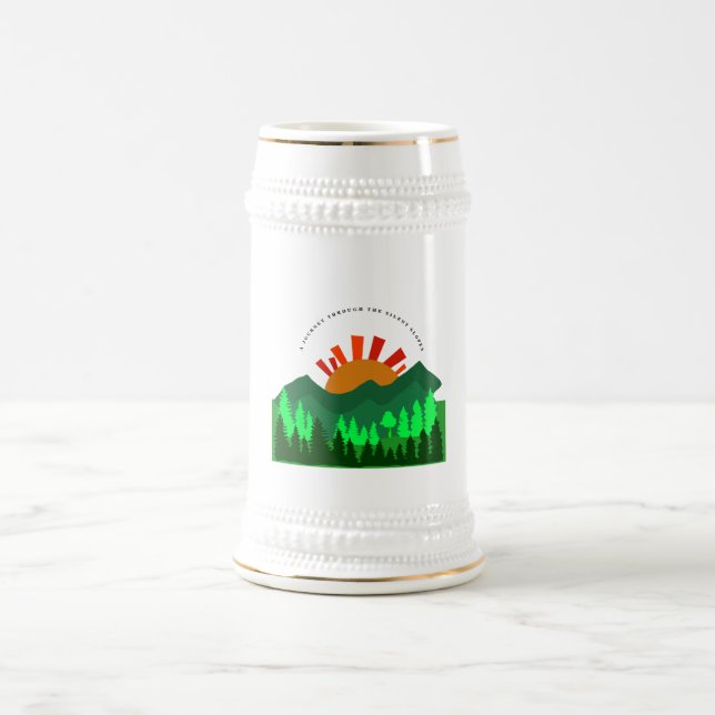 A Journey Through the Silent Slopes Retro Mountain Beer Stein (Center)