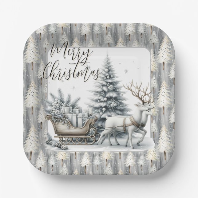 A Journey Through Winter Pines Paper Plates (Front)