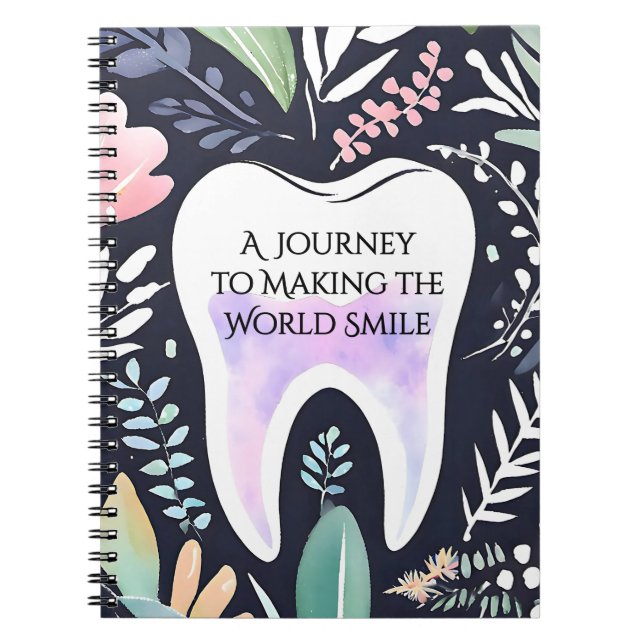 A Journey to Smile: Boho Floral Dental Sudent Gift Notebook (Front)
