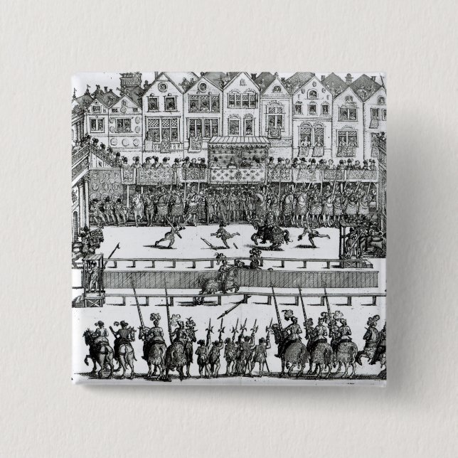 A Jousting Scene Pinback Button (Front)