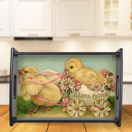 A Joyful Easter Vintage Chicks Antique Serving Tray