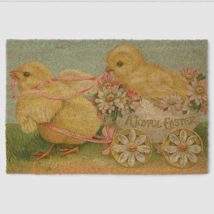 "A Joyful Easter" VIntage Postcard, ca. 1915 Fiber Doormat