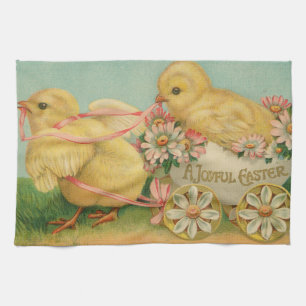 "A Joyful Easter" VIntage Postcard, ca. 1915 Kitchen Towel