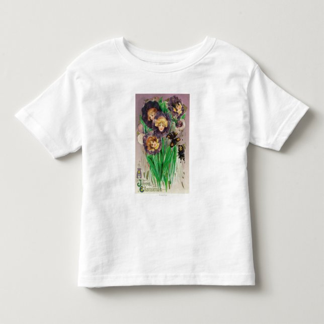 A Joyful Easter Violets with Women Heads Scene Toddler T-shirt (Front)