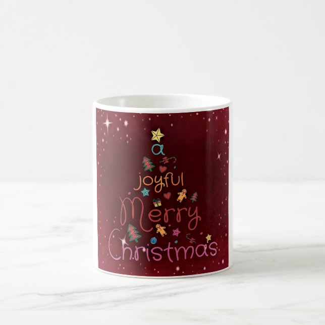 A Joyful Merry Christmas Greeting on Red Coffee Mug (Center)