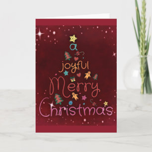A Joyful Merry Christmas Greeting on Red Holiday Card