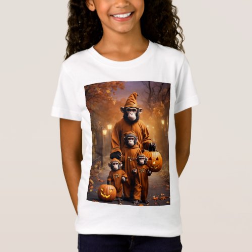 A Joyful Monkey Family Stroll T_Shirt