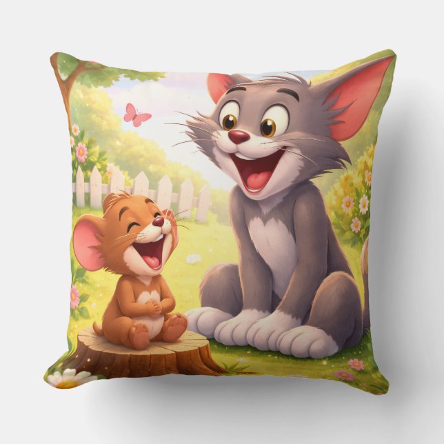 A Joyful Pause in the Garden Throw Pillow (Front)