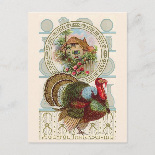 "A Joyful Thanksgiving" Vintage Postcard (Front)