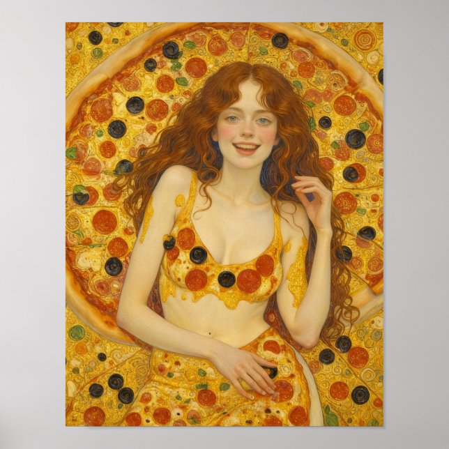 A Joyful Woman With Pizza Dress Poster (Front)
