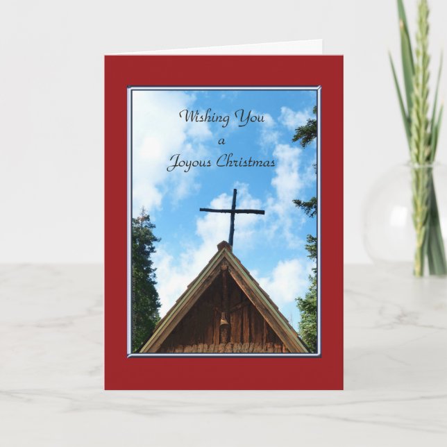 A Joyous Christmas, Old Country Church NO NAME Holiday Card (Front)