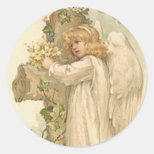 A Joyous Easter Angel Vintage Easter Classic Round Sticker