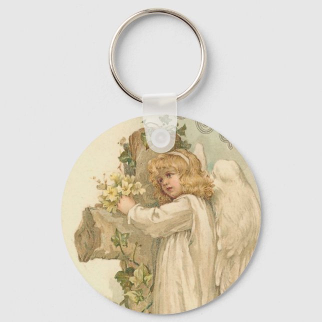 A Joyous Easter Angel Vintage Easter Keychain (Front)