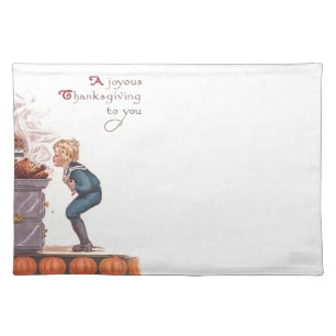 A Joyous Thanksgiving Vintage Postcard Cloth Placemat