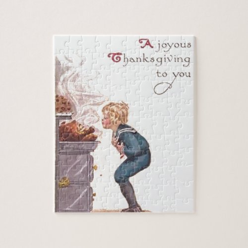 A Joyous Thanksgiving Vintage Postcard Jigsaw Puzzle