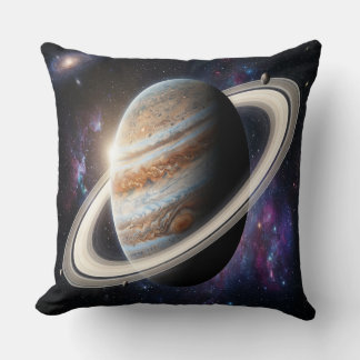 A Jupiter with Rings Throw Pillow