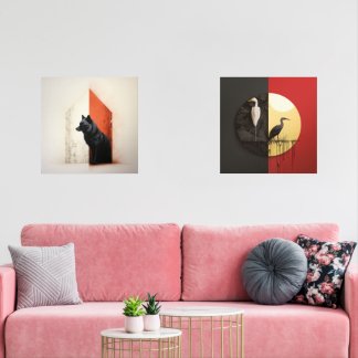 A juxtaposed scenes of nature wall art sets