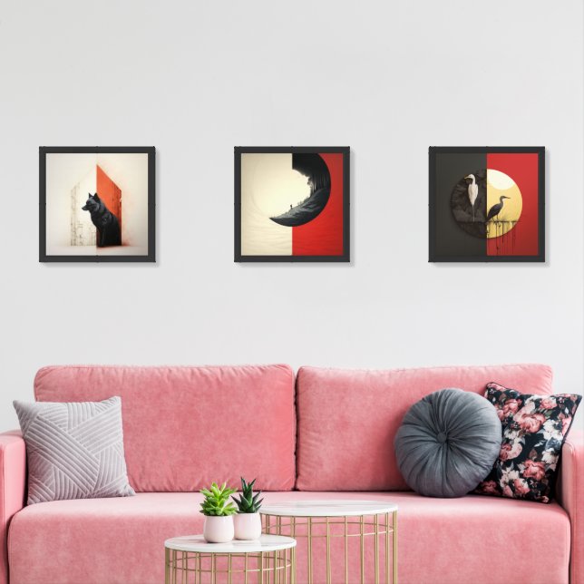 A juxtaposed scenes of nature wall art sets (Livingroom)