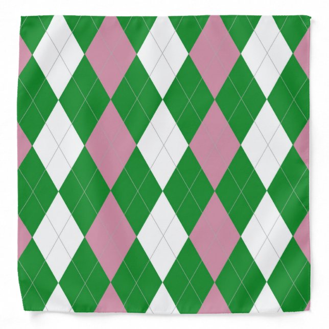 A.K.A Pink & Green Argyle Bandana (Front)