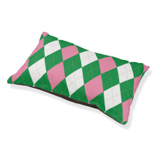 A.K.A Pink & Green Argyle Doggie Sleeper Pet Bed