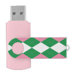 A.k.a Pink &amp; Green Argyle Flash Drive at Zazzle
