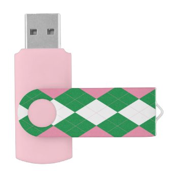 A.k.a Pink & Green Argyle Flash Drive by Sallese at Zazzle