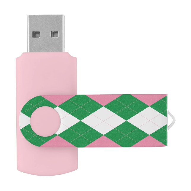 A.K.A Pink & Green Argyle Flash Drive (Opened)