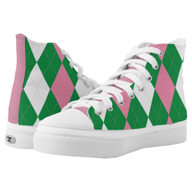 Green Argyle High-Top Sneakers | Zazzle