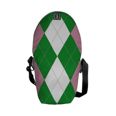 A.k.a Pink & Green Argyle Messenger Bag