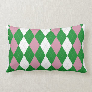 A.K.A Pink & Green Argyle Throw Pillow
