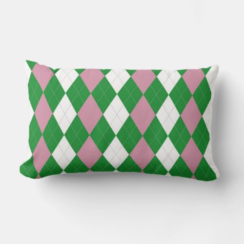 AKA Pink  Green Argyle Throw Pillow