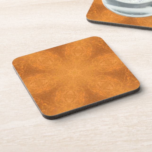 A Kaleidoscope of a Burnt Orange Star   Beverage Coaster (Left Side)