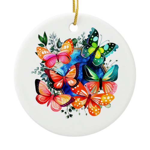 A Kaleidoscope Of Butterflies Ceramic Ornament