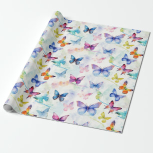 A kaleidoscope of butterflies, repeat pattern  wrapping paper