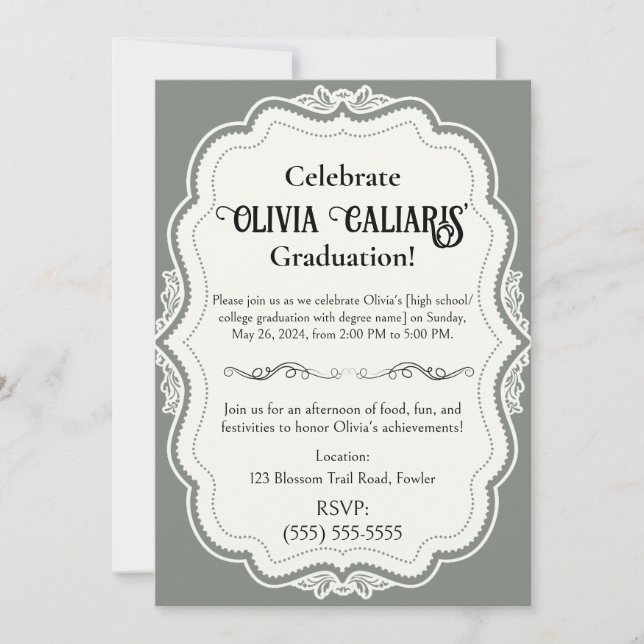 A Kaleidoscope of Celebration: Spanish Green Invitation (Front)