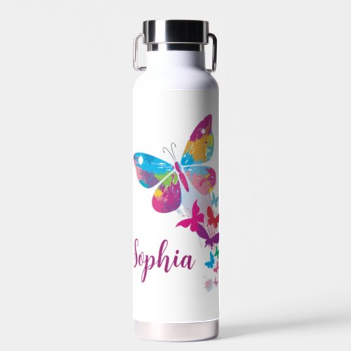 A Kaleidoscope of Colorful Patchwork Butterflies Water Bottle