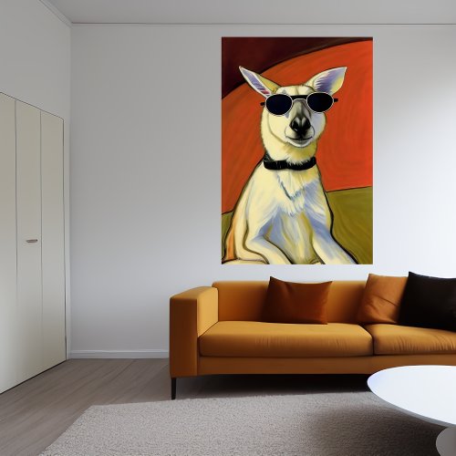 A kangaroo with sunglasses  AI Art Poster