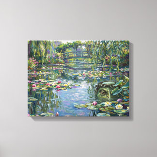 A kappa has been added to Claude Monet's "Water Li Canvas Print