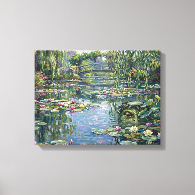 A kappa has been added to Claude Monet's "Water Li Canvas Print (Front)