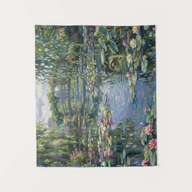 A kappa has been added to Claude Monet's "Water Li Tapestry (Front)