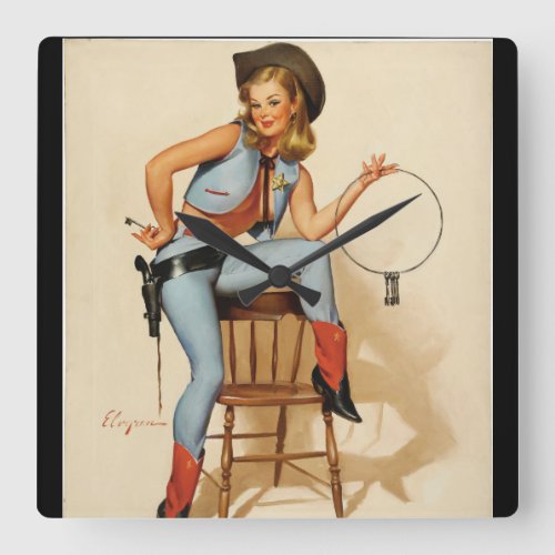 A Key Situation Pin Up Art Square Wall Clock