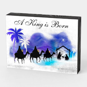 A King is Born Birth of Jesus Wooden Box Sign