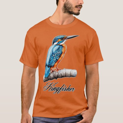 a kingfisher sitting on a branch of a tree T_Shirt