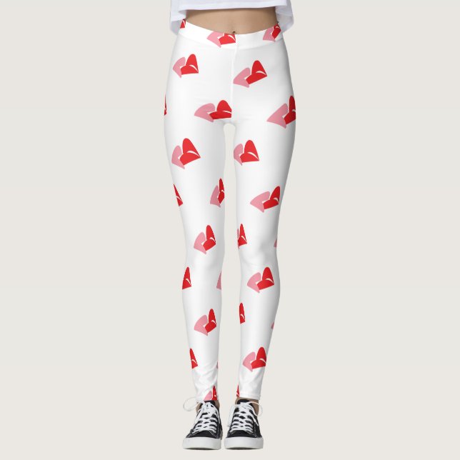 A kiss connects two hearts together leggings (Front)