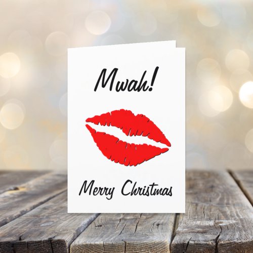 A Kiss for Christmas Red Lips Holiday Card