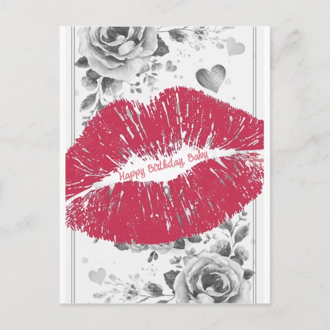 A Kiss For You on a Happy Birthday Postcard (Front)